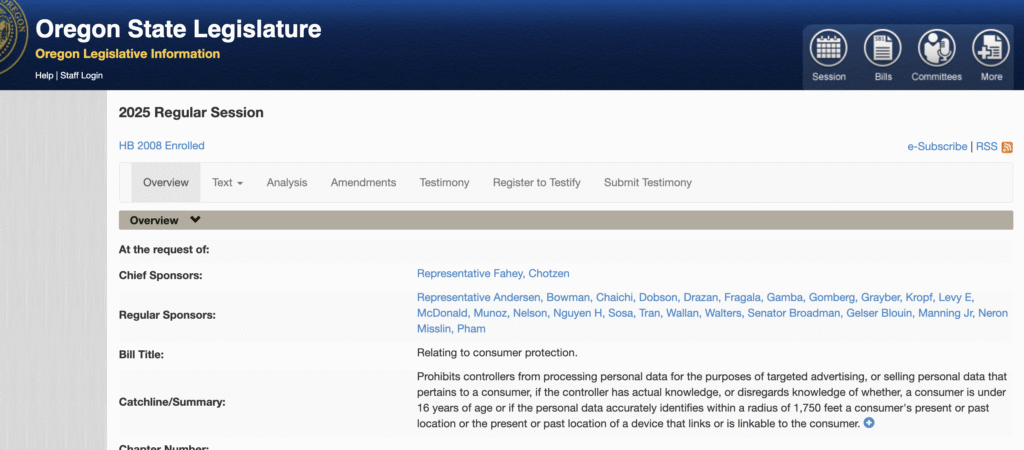 Oregon Data Privacy